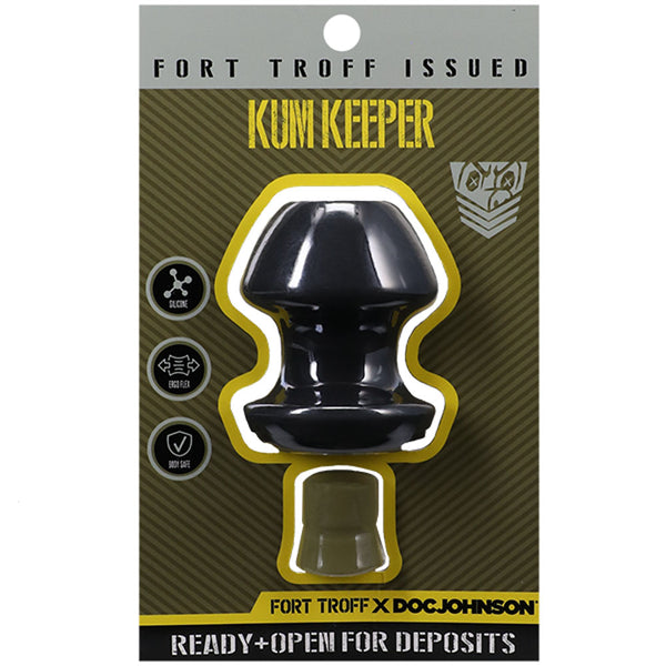 Fort Troff - Kum Keeper - Medium - Black Medium Hollow Butt Plug with Removeable Stopper