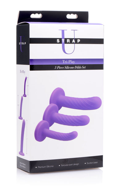 Tri-Play 3 Pc Purple Silicone Dildo Set
