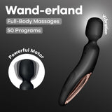 Satisfyer Wand-erland - Black - Black/Rose Gold USB Rechargeable Massage Wand