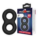 CRAZY BULL Double Donut Cock & Ball Ring - Black Cock & Ball Ring