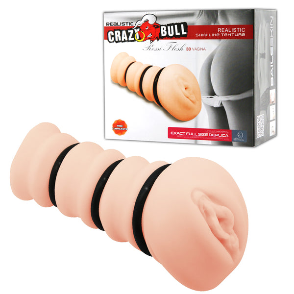 CRAZY BULL ROSSI Vagina Stroker - Flesh Vagina Stroker with Tightening Rings