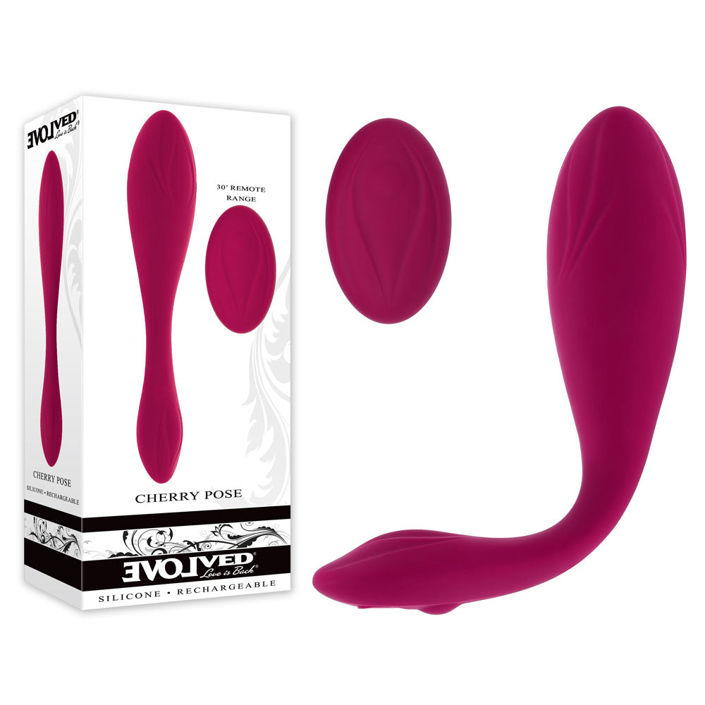 Evolved CHERRY POSE - Pink 16.1 cm USB Rechargeable Flexible & Posable Vibrator with Remote