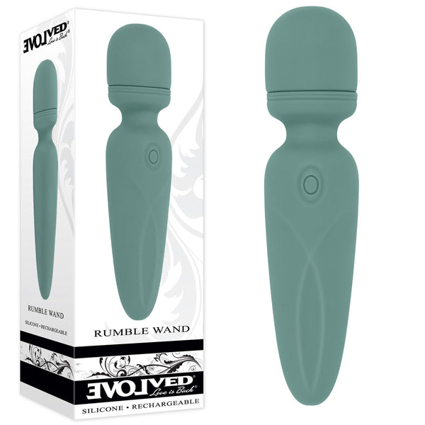Evolved RUMBLE WAND - Olive Green 13.4 USB Rechargeable Mini Massage Wand