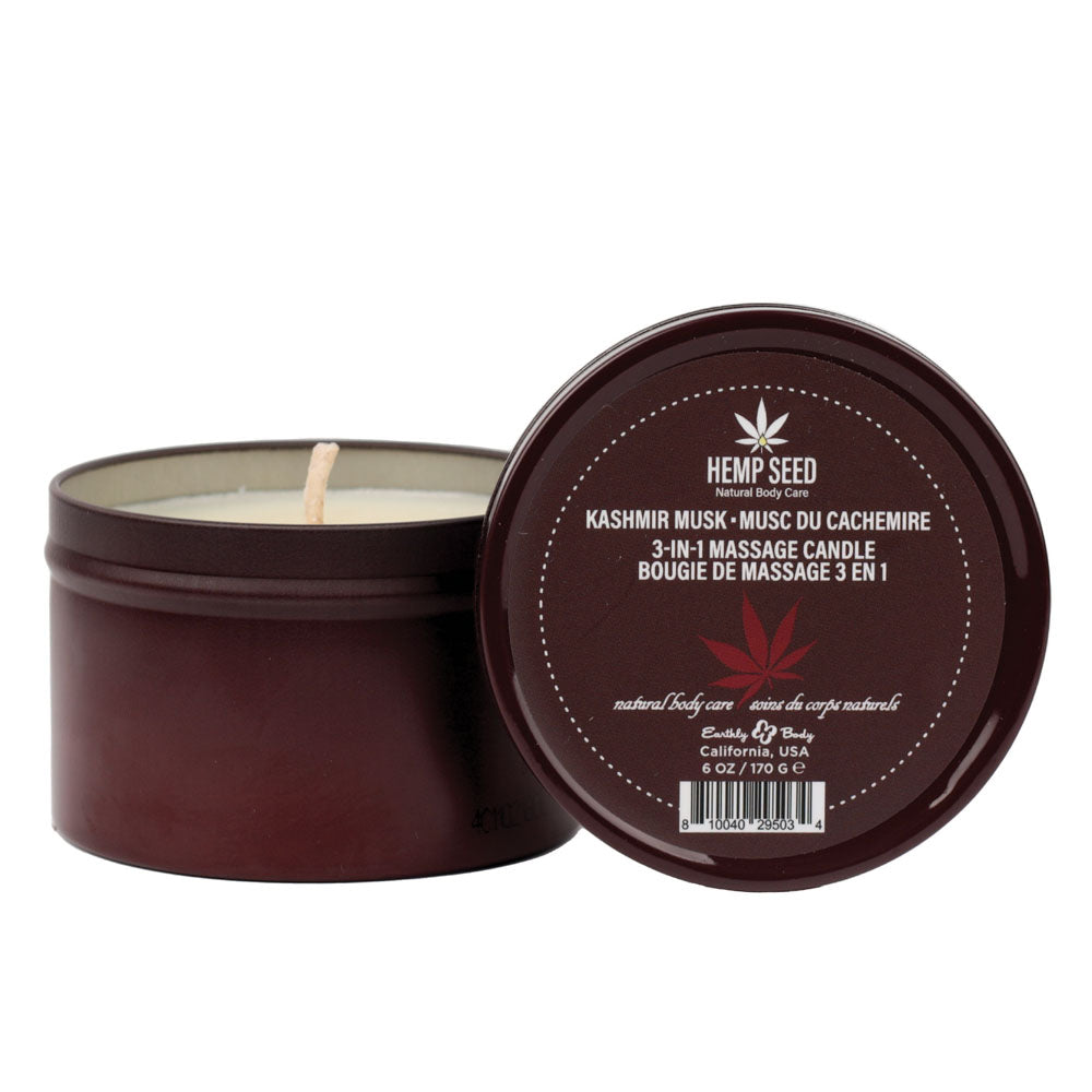 Hemp Seed 3-In-1 Massage Candle - Kashmir Musk (Brandy, Magnolia & Vanilla Musk) - 170 g