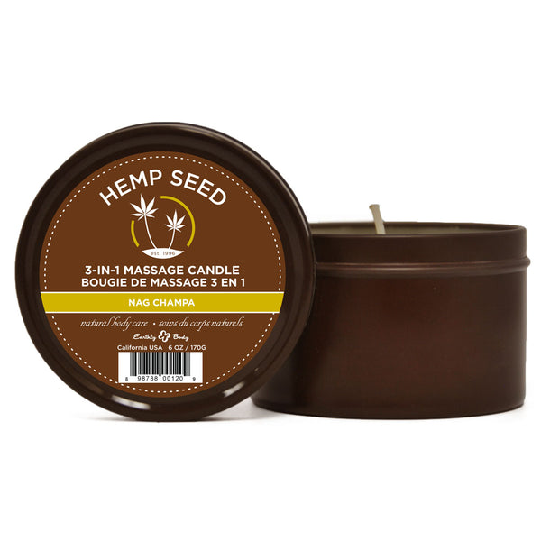 Hemp Seed 3-In-1 Massage Candle - Nag Champa (East Indian Incense) Scented - 170 g