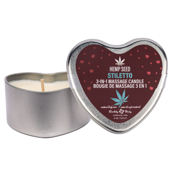 EB Hemp Seed 3 in 1 Massage Heart Candle - Stiletto - Stiletto (Flowering Sage, Wildflower Honey, Creamy Sandalwood) - 113 g