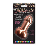 Glitterati Metallic Pink Penis Candle - Rose Gold 10 cm Penis Party Candle
