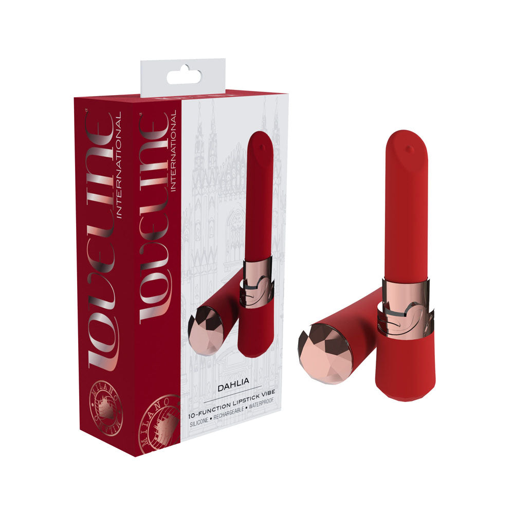 LOVELINE Dahlia - Red - Red 12.5 cm USB Rechargeable Lipstick Vibrator