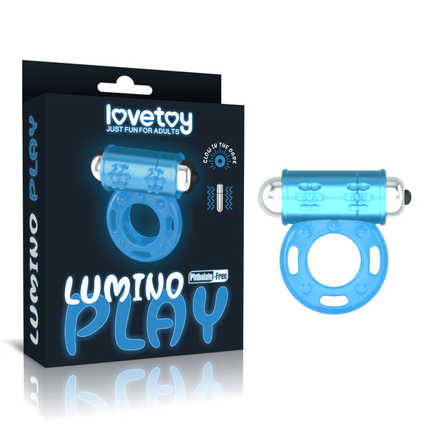 Lumino Play Vibrating Penis Ring - Glow in the Dark Blue Vibrating Cock Ring