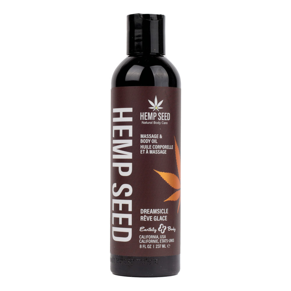 Hemp Seed Massage & Body Oil - Dreamsicle (Tangerine & Plum) Scented - 237 ml Bottle