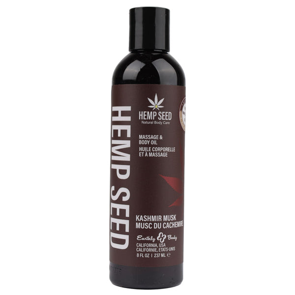 Hemp Seed Massage & Body Oil - Kashmir Musk (Brandy, Magnolia & Vanilla Musk) Scented - 237 ml