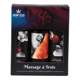 Hemp Seed Edible Massage A Trois - Edible Massage Lotion Kit - 3 Bottle Set