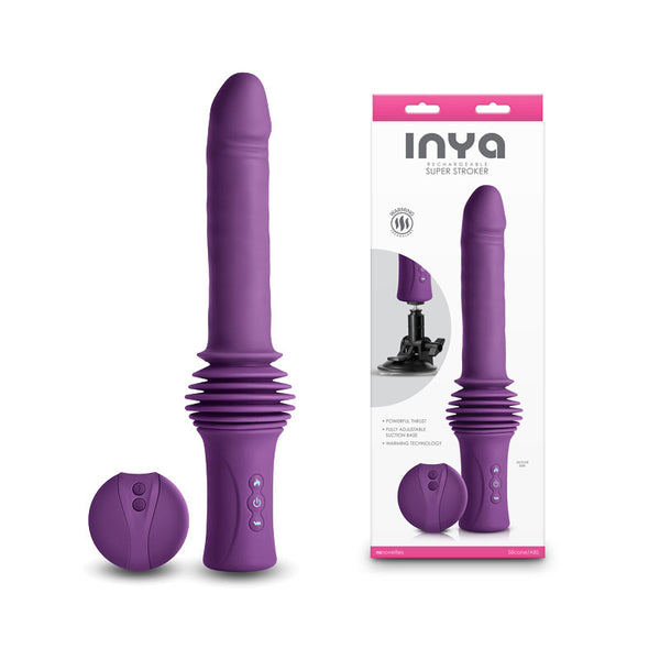 INYA Super Stroker - Purple - Purple 36.8 cm USB Rechargeable Thrusting Vibrator with Remote Control & Stand