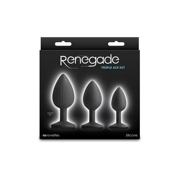 Renegade Triple Ace Kit - Black - Black Butt Plugs - Set of 3 Sizes