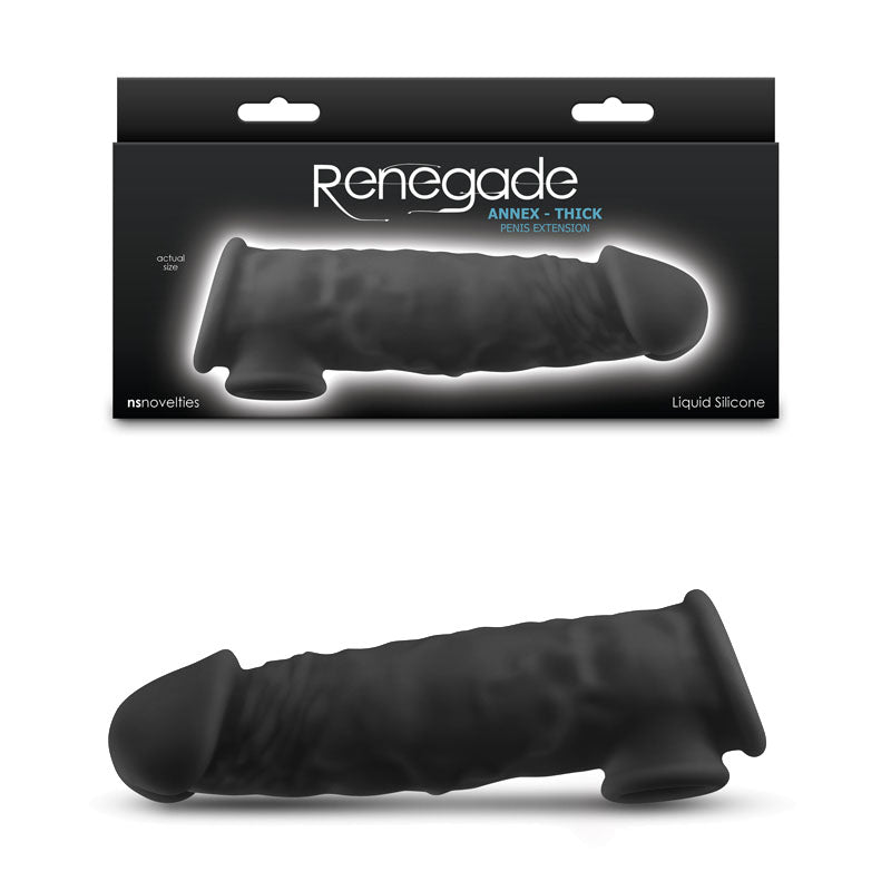 Renegade Annex - Thick - Black - Black 18.6 cm Penis Extender Sleeve