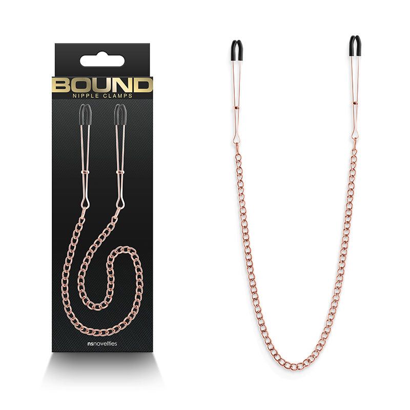 Bound Nipple Clamps - DC3 - Rose Gold - Rose Gold Nipple Clamps with Chain