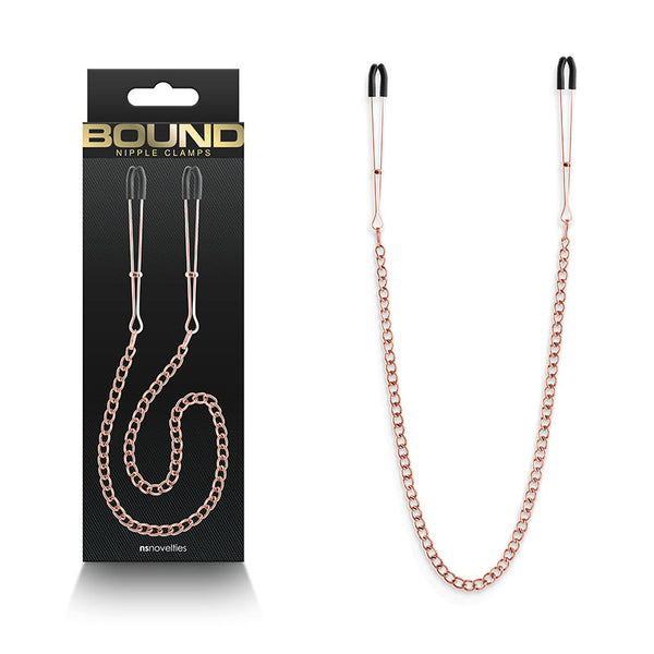Bound Nipple Clamps - DC3 - Rose Gold - Rose Gold Nipple Clamps with Chain