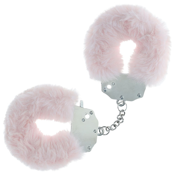 OUCH! Heavy-Duty Fluffy Cuffs - Powder Pink - Powder Pink Fluffy Restraints
