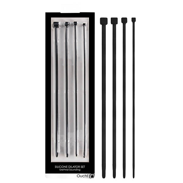 OUCH! Urethral Sounding Dilator Set - Black Silicone Urethral Sound Set