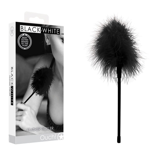 OUCH! Black & White Feather Tickler - Black Feather Crop