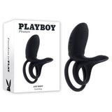 Playboy Pleasure JUST RIGHT - Black USB Rechargeable Vibrating Cock & Balls Rings