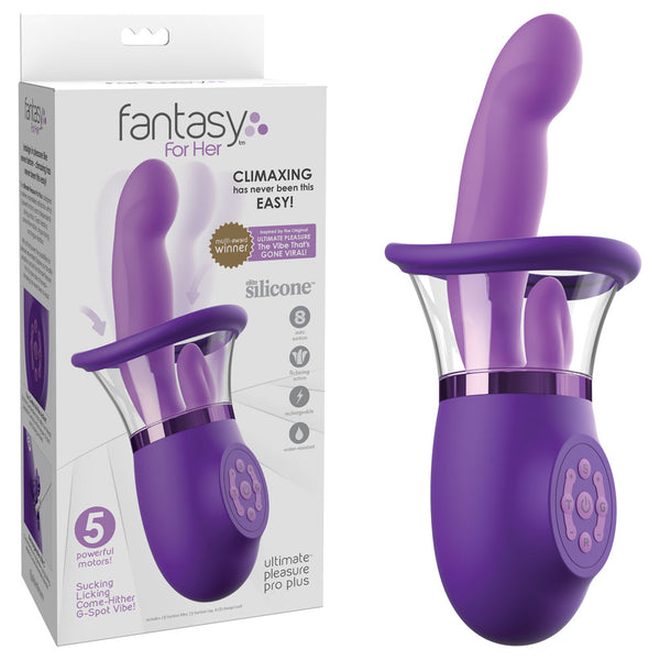 Fantasy For Her Ultimate Pleasure Pro Plus - Purple USB Rechargeable Sucking Licking & Flicking Vibrator