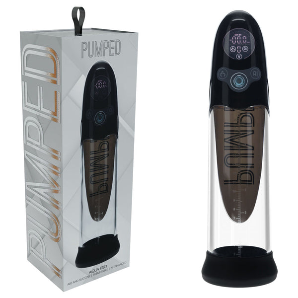PUMPED Aqua-Pro Auto Pump - Black - Black/Clear USB Rechargeable AI-Enabled Submersible Auto Penis Pump