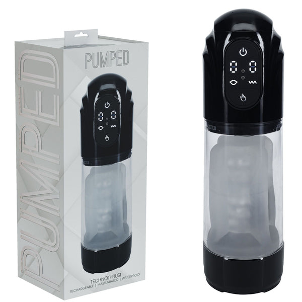 PUMPED TechnoThrust Auto Masturbator - Black/Clear USB Rechargeable Auto Maturbator