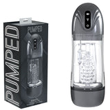 PUMPED SonicPull - Gunmetal - Gunmetal Grey/Clear USB Rechargeable Sucking And Vibrating Auto Masturbator