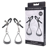 SPORTSHEETS Velvet Noir Tuggable Nipple Clamps - Gunmetal Adjustable Nipple Restraints