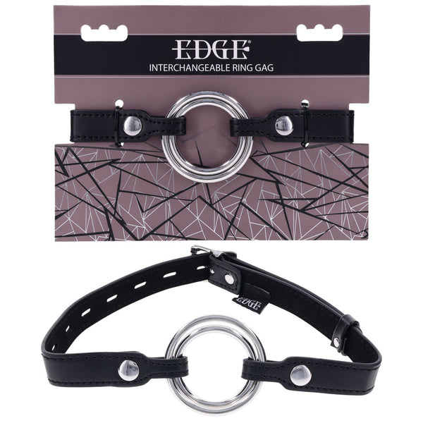 EDGE Interchangeable Ring Gag - Black Mouth Gag Restraint with 2 Interchangeable Pieces