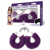 WhipSmart Classic Furry Cuffs - Purple - Purple Furry Restraints with Bonus Eye Mask