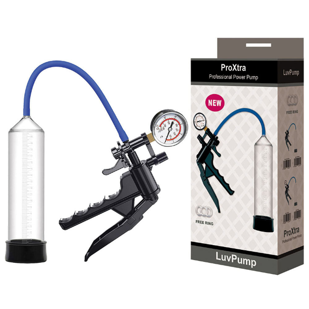 LuvPump ProXtra Professional Gauge Power Pump - Clear Penis Pump with Pressure Gauge
