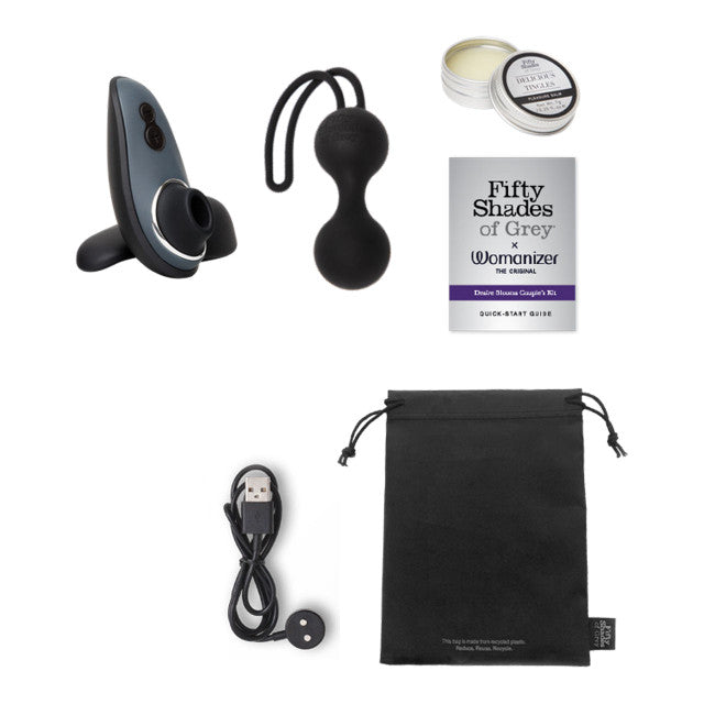 Fifty Shades of Grey Desire Blooms Kit with Womanizer Liberty, jiggle balls and pleasure balm | Gift Set