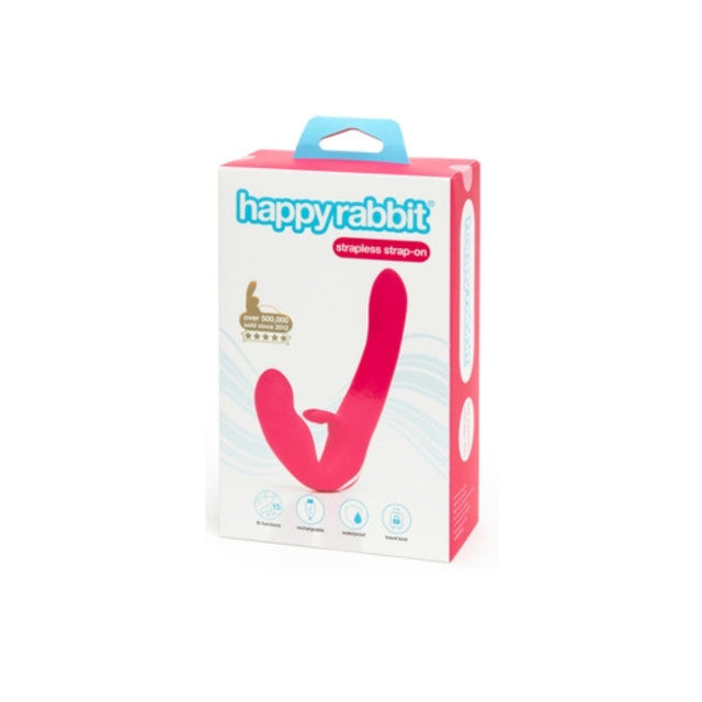 Happy Rabbit Rechargeable Vibrating Strapless Strap On Pink
